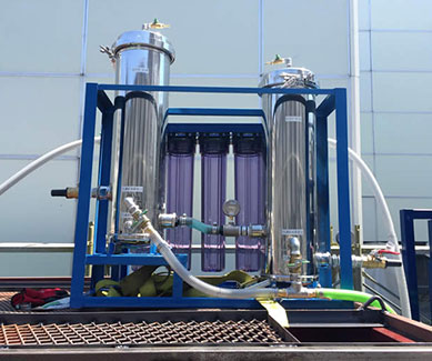 アスベスト含有水の処理機械・廃材処分